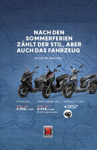 SYM Schweiz | Roller 50, 125cc bis 500cc in der Schweiz – Qualität, Preis und 5 Jahre Garantie