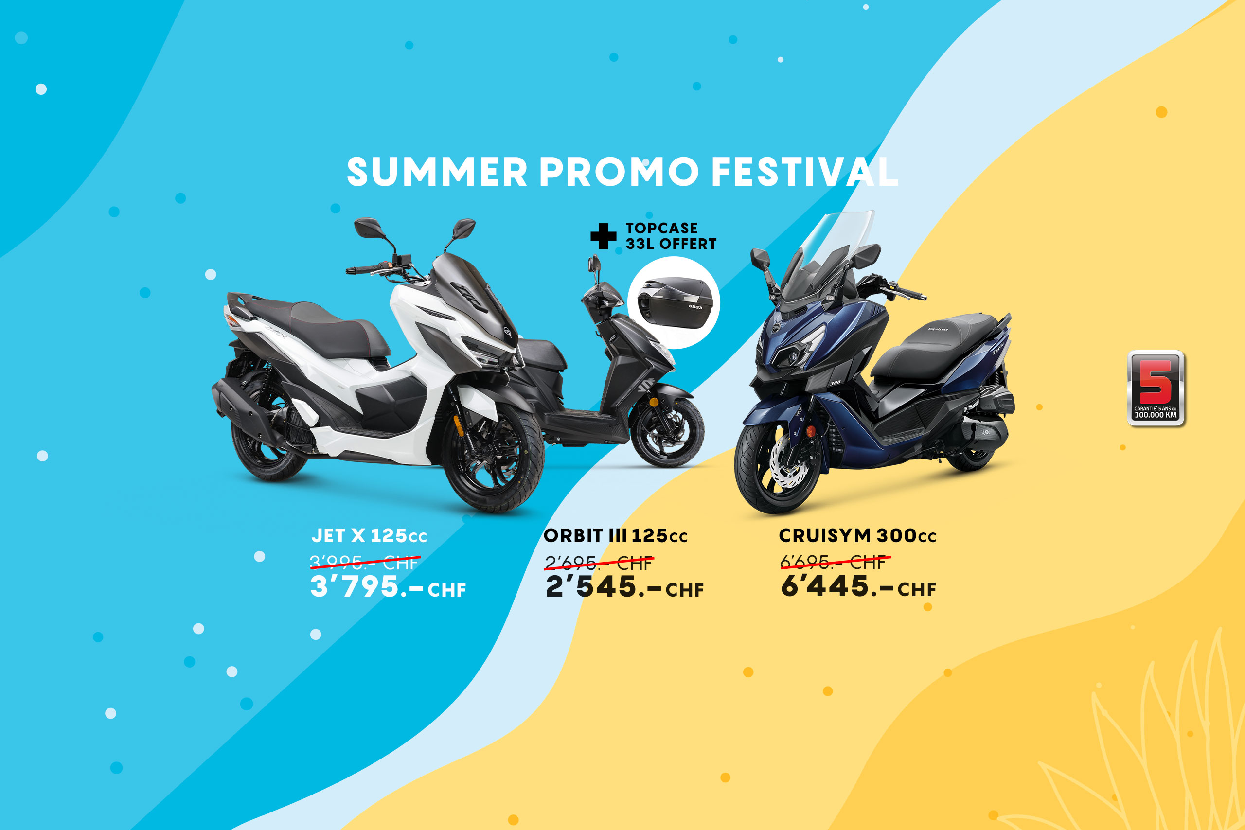 SYM Schweiz | Roller 50, 125cc bis 500cc in der Schweiz – Qualität, Preis und 5 Jahre Garantie